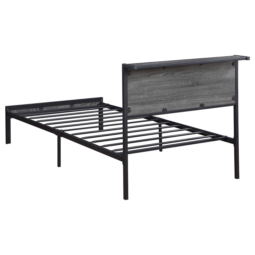 Cama individual con paneles metálicos Ricky gris