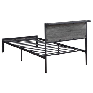 Cama individual con paneles metálicos Ricky gris