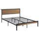 Cama completa de metal Ricky con paneles de roble claro
