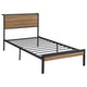 Cama individual con paneles metálicos Ricky de roble claro