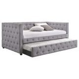 Sofá cama individual tapizado Mockern con cama nido gris