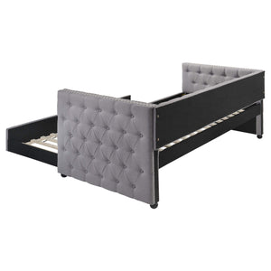 Sofá cama individual tapizado Mockern con cama nido gris