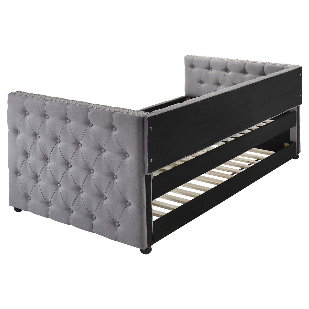 Sofá cama individual tapizado Mockern con cama nido gris