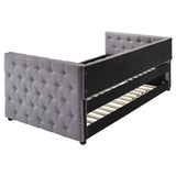 Sofá cama individual tapizado Mockern con cama nido gris