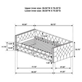 Sofá cama individual tapizado Mockern con cama nido gris