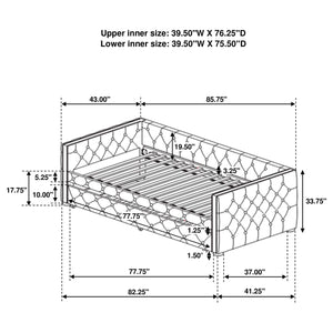 Sofá cama individual tapizado Mockern con cama nido gris