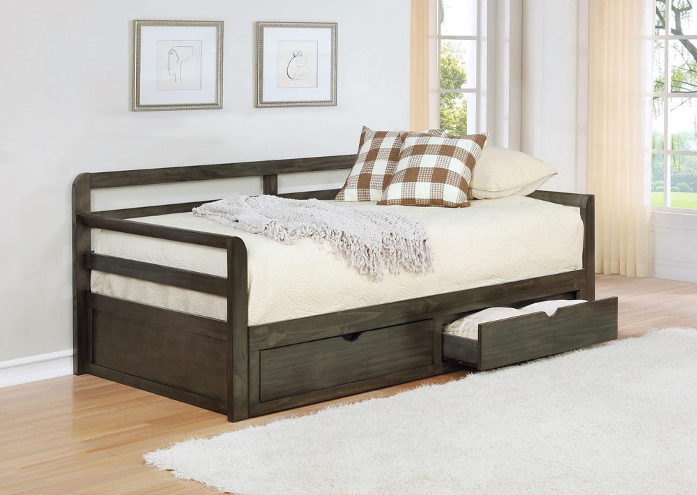 Sofá cama Sorrento Twin XL de 2 cajones con cama nido extensible, gris