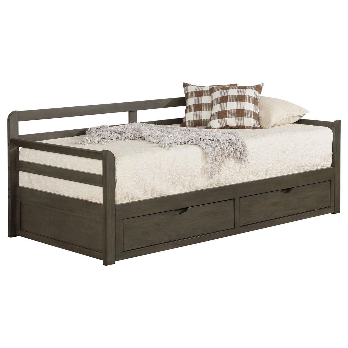 Sofá cama Sorrento Twin XL de 2 cajones con cama nido extensible, gris