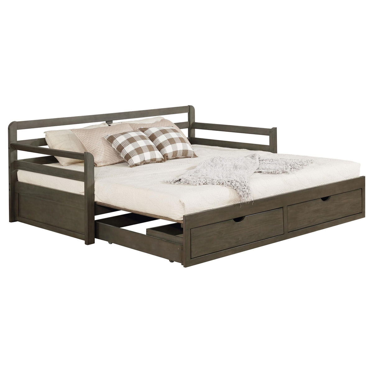 Sofá cama Sorrento Twin XL de 2 cajones con cama nido extensible, gris