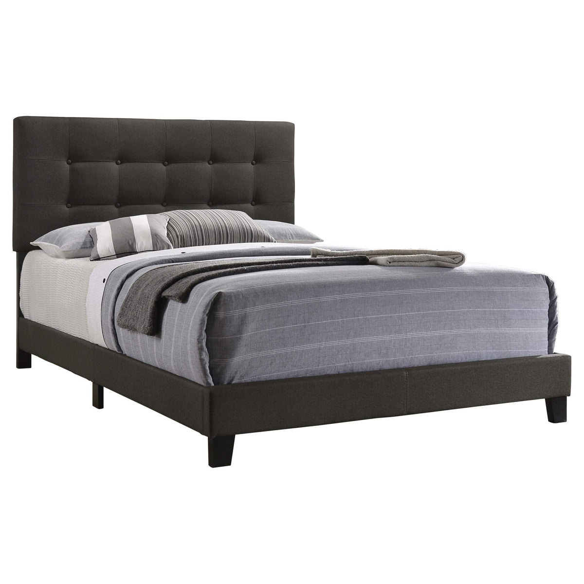 Cama tapizada Mapes Eastern King con paneles en color carbón