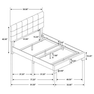 Cama tapizada Mapes de tamaño completo en gris
