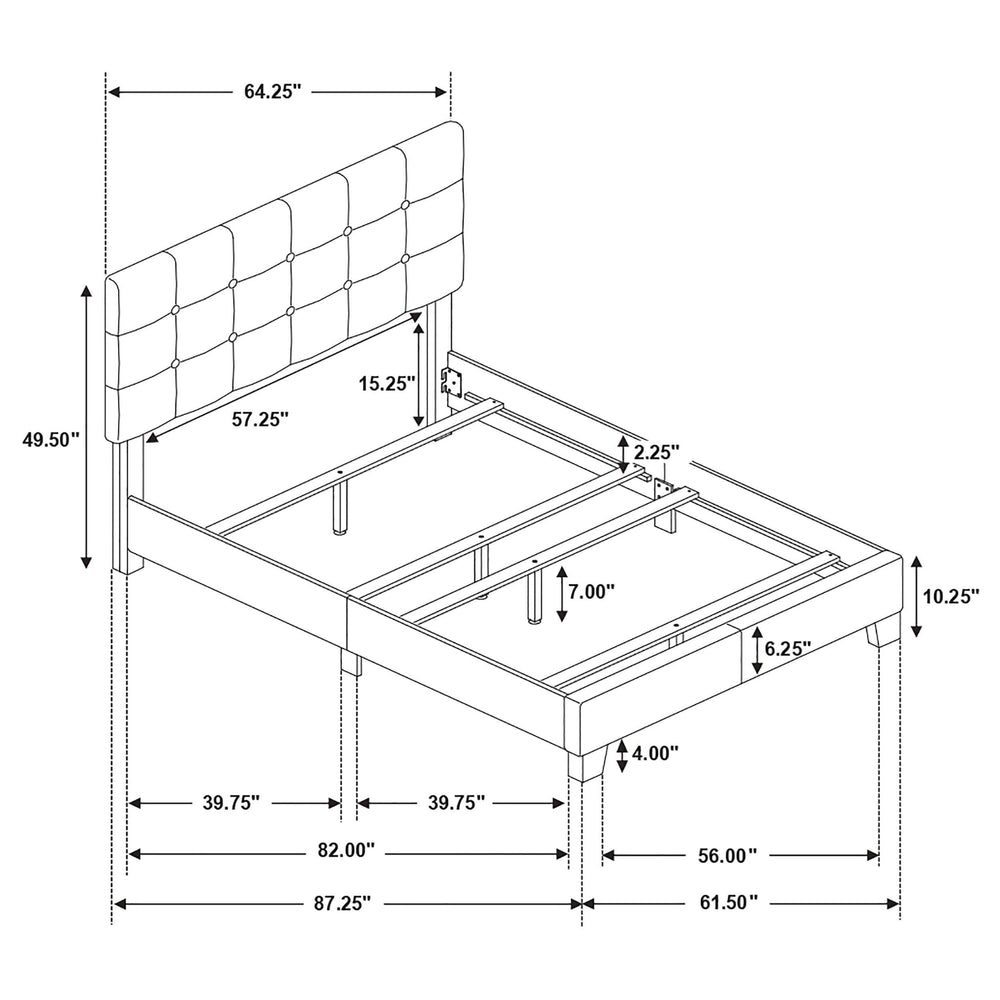 Cama Queen tapizada Mapes con paneles en gris