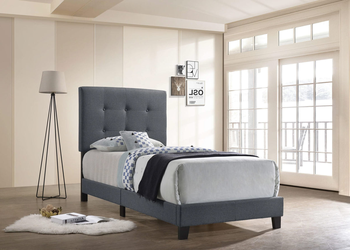 Cama individual tapizada Mapes gris