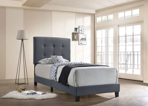 Cama individual tapizada Mapes gris