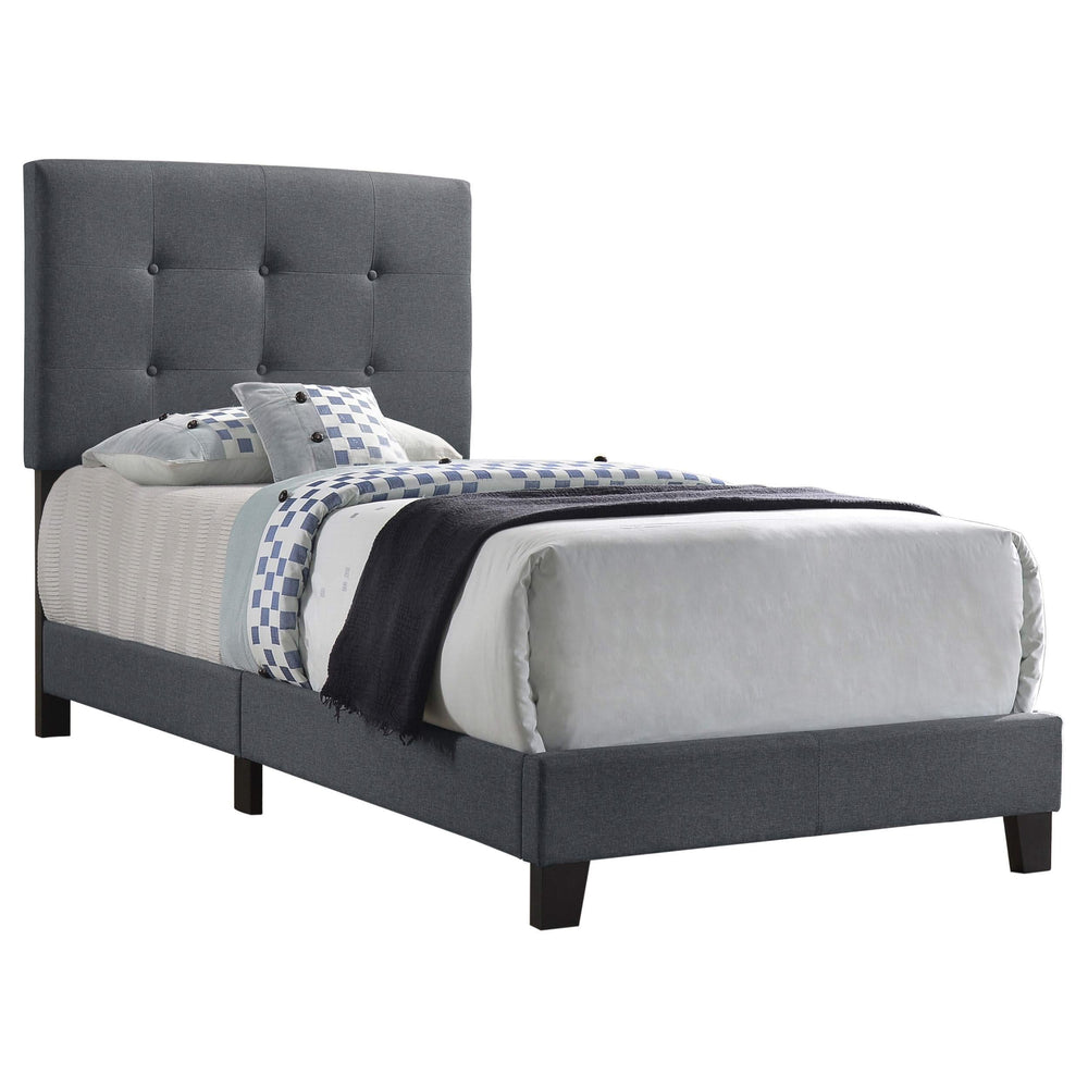 Cama individual tapizada Mapes gris