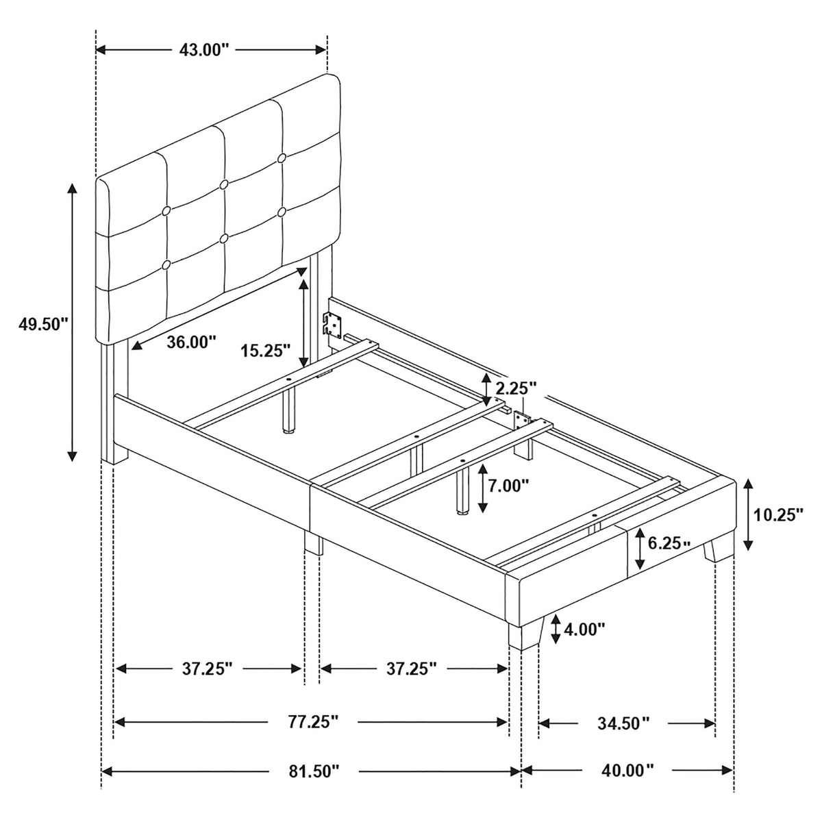 Cama individual tapizada Mapes gris