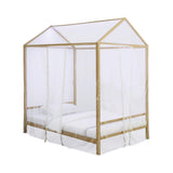 Cama Altadena con dosel y iluminación LED en dorado mate