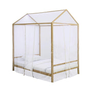 Altadena Full Canopy Bed with LED Lighting Matte Gold