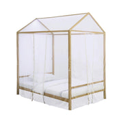 Altadena Twin Canopy Bed with LED Lighting Matte Gold
