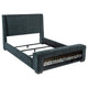 Cama Preston tapizada California King con audio y visualizador de llamas, color azul