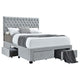 Cama King con almacenaje tapizada Soledad, color gris claro