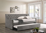 Sofá cama individual tapizado Chatsboro con cama nido gris