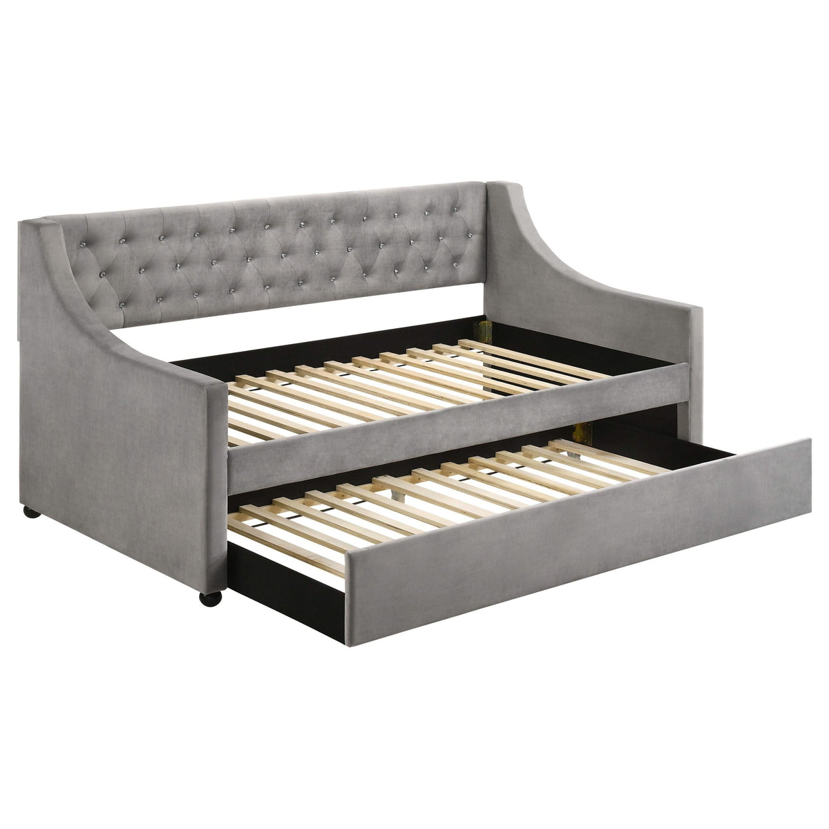 Sofá cama individual tapizado Chatsboro con cama nido gris