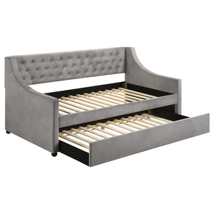 Sofá cama individual tapizado Chatsboro con cama nido gris