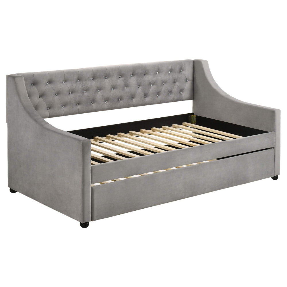 Sofá cama individual tapizado Chatsboro con cama nido gris