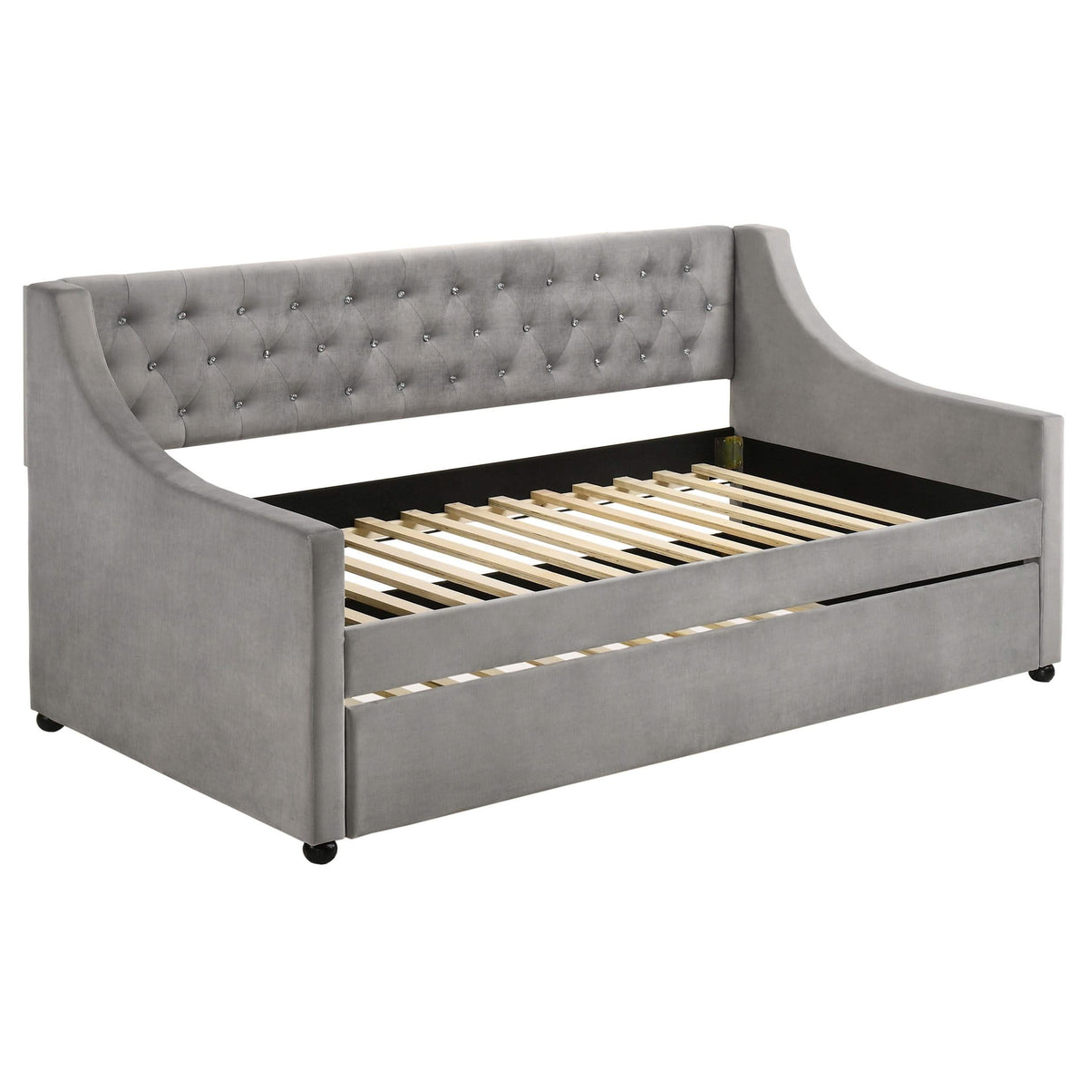 Sofá cama individual tapizado Chatsboro con cama nido gris
