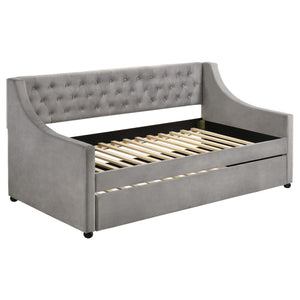 Sofá cama individual tapizado Chatsboro con cama nido gris