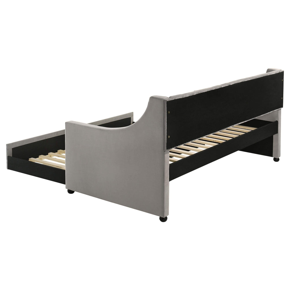 Sofá cama individual tapizado Chatsboro con cama nido gris