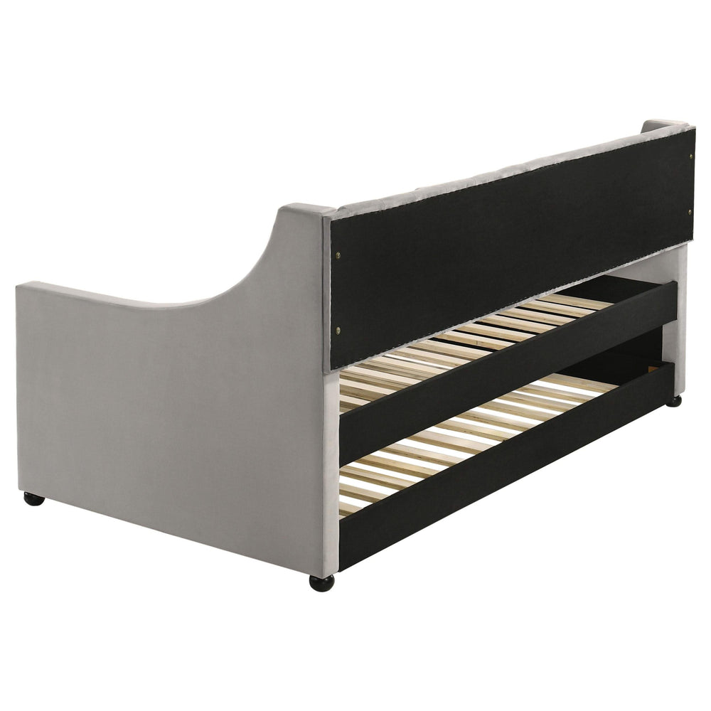 Sofá cama individual tapizado Chatsboro con cama nido gris