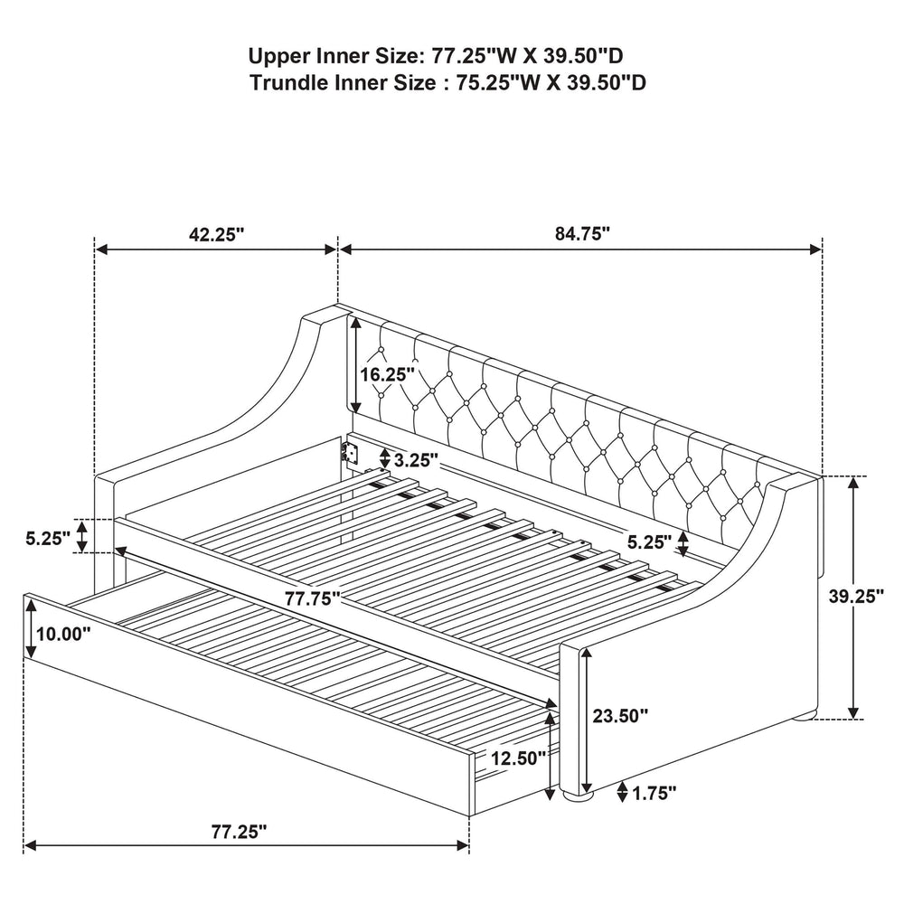 Sofá cama individual tapizado Chatsboro con cama nido gris