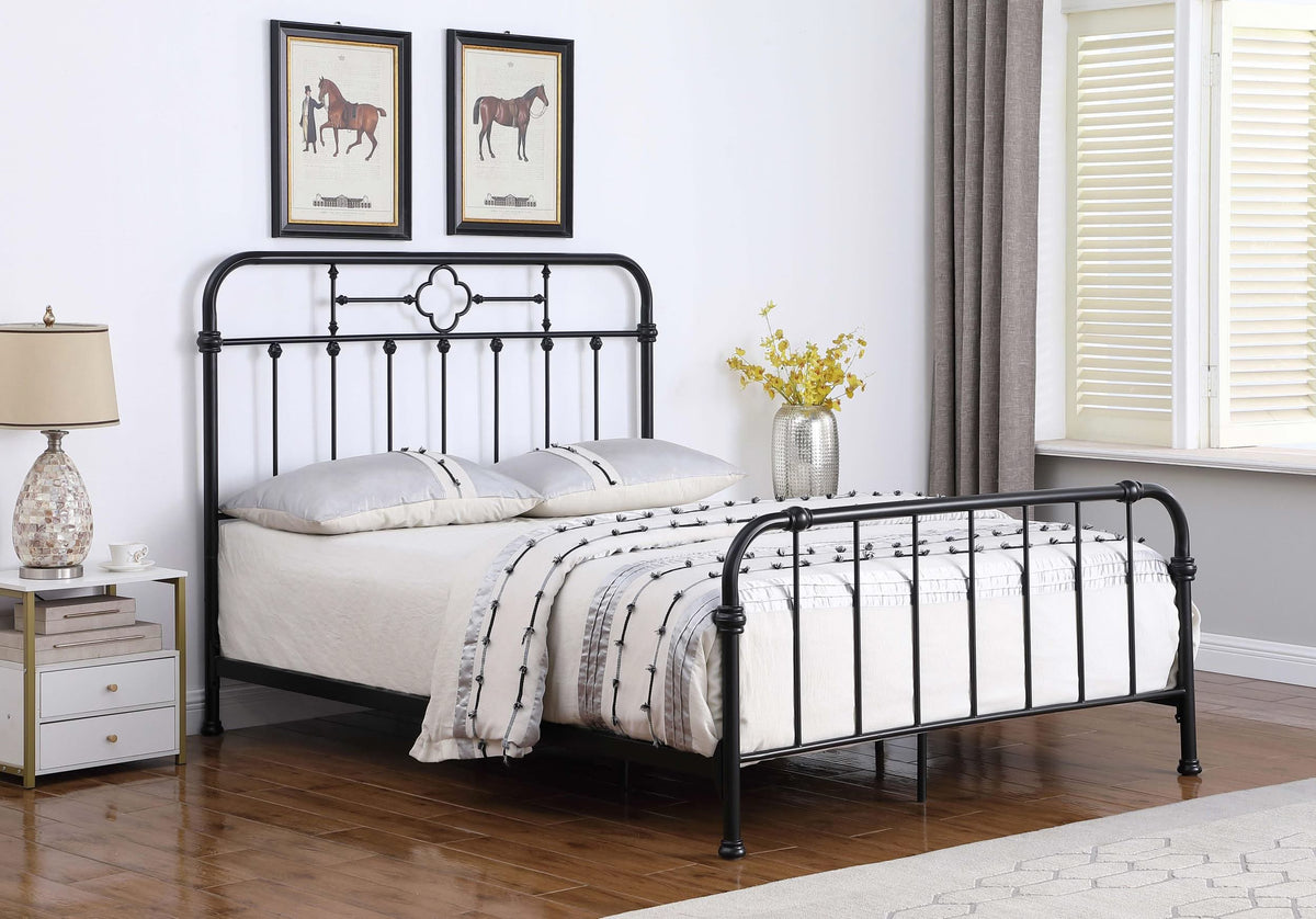 Cama Packlan de metal Eastern King con marco abierto, color negro mate