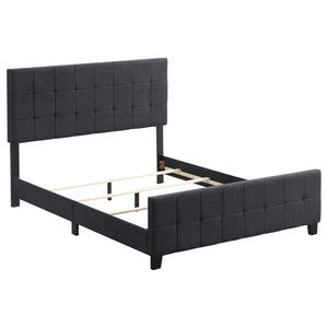 Cama Queen tapizada Fairfield con paneles en gris oscuro