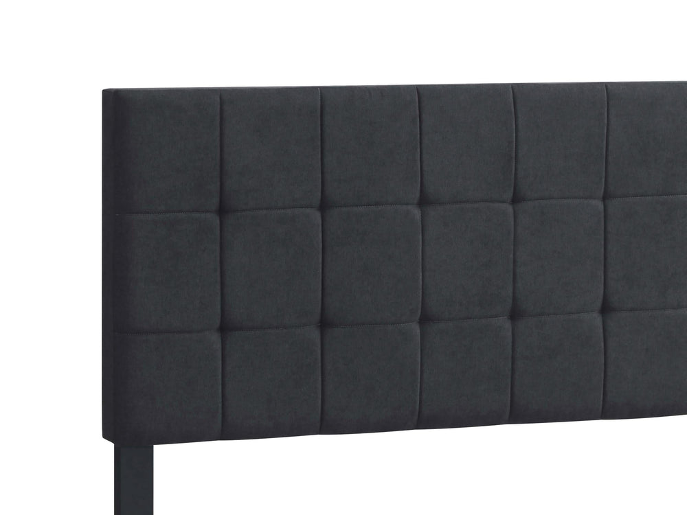 Cama Queen tapizada Fairfield con paneles en gris oscuro