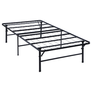 Cama Mabel de metal con plataforma de soporte extra larga para dos personas, color negro