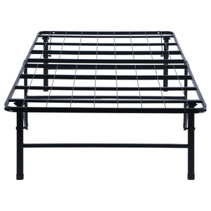 Cama Mabel de metal con plataforma de soporte extra larga para dos personas, color negro