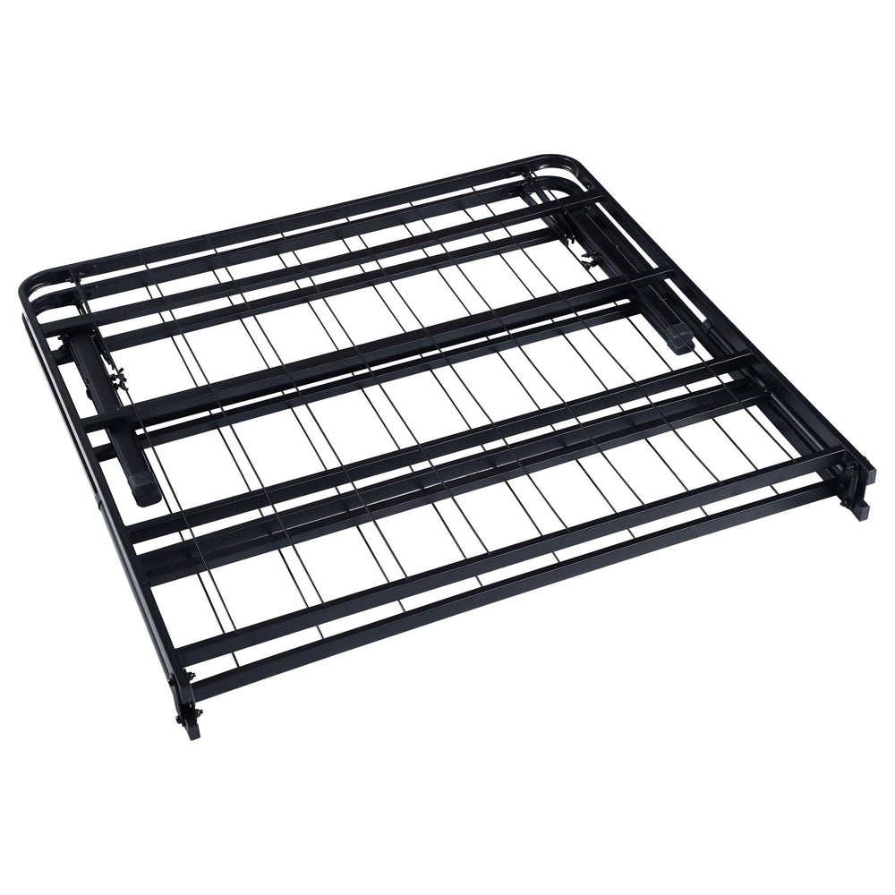 Cama Mabel de metal con plataforma de soporte extra larga para dos personas, color negro