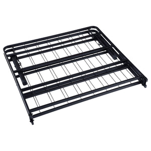 Cama Mabel de metal con plataforma de soporte extra larga para dos personas, color negro