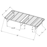 Cama Mabel de metal con plataforma de soporte extra larga para dos personas, color negro