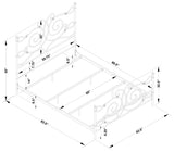 Cama Parleys de metal tamaño queen con estructura abierta, color bronce oscuro
