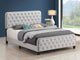 Cama Littleton Eastern King con capitoné, tapizada en beige