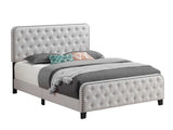 Cama Littleton Eastern King con capitoné, tapizada en beige