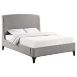 Cama Mosby tapizada Eastern King con respaldo de alas, color gris