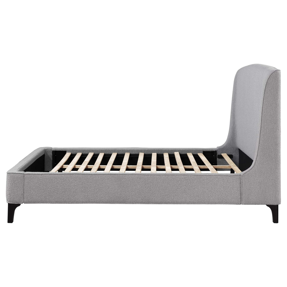Cama Mosby tapizada Eastern King con respaldo de alas, color gris