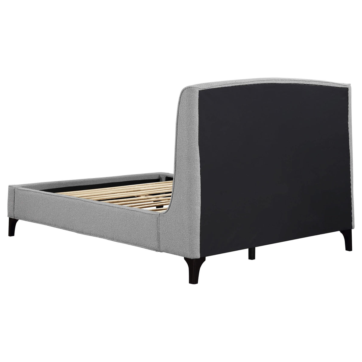 Cama Mosby tapizada Eastern King con respaldo de alas, color gris