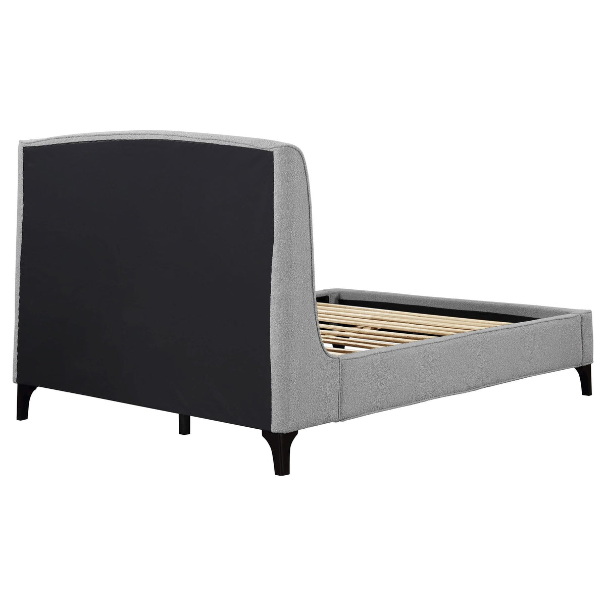 Cama Mosby tapizada Eastern King con respaldo de alas, color gris