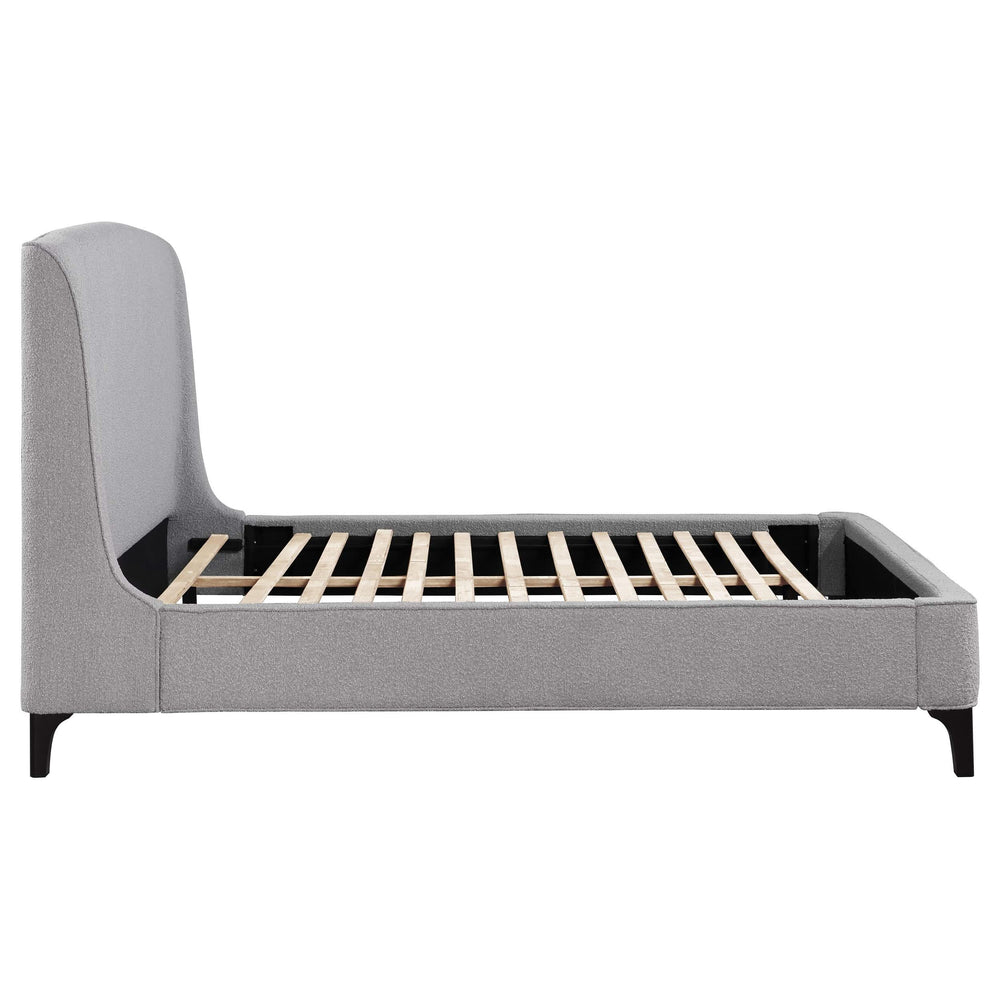 Cama Mosby tapizada Eastern King con respaldo de alas, color gris